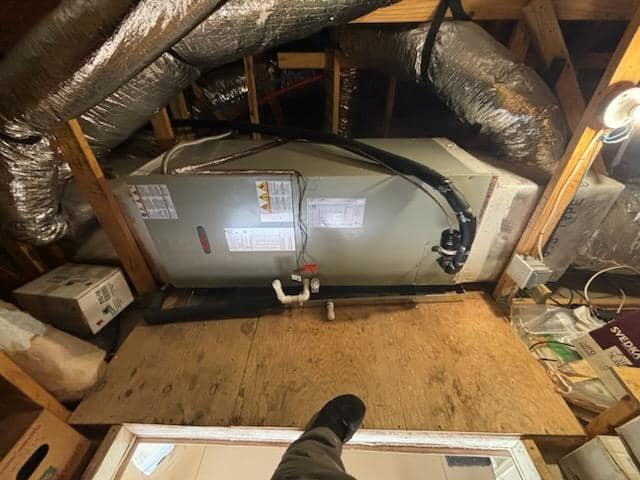 Air handler installed in attic space