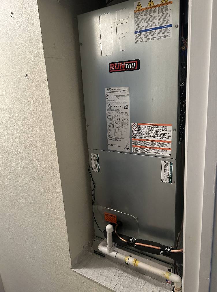York air handler installed in utility closet