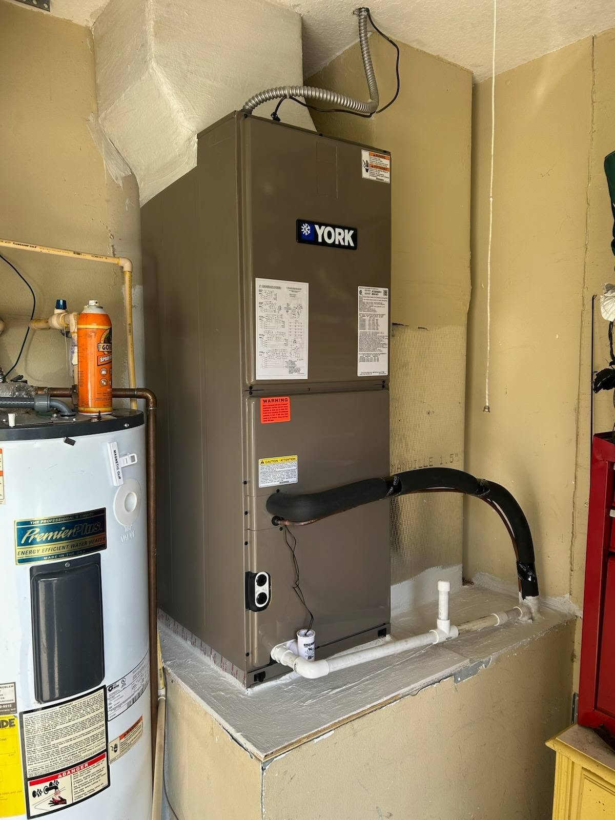 York condenser unit installed beside home